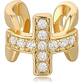 LADYGD Ear Cuff Earrings for Women 14K Gold Plated Cubic Zirconia Sparkling Hollow Trendy Huggie Ear Cuffs Non Piercing | Clip On Cartilage | Single