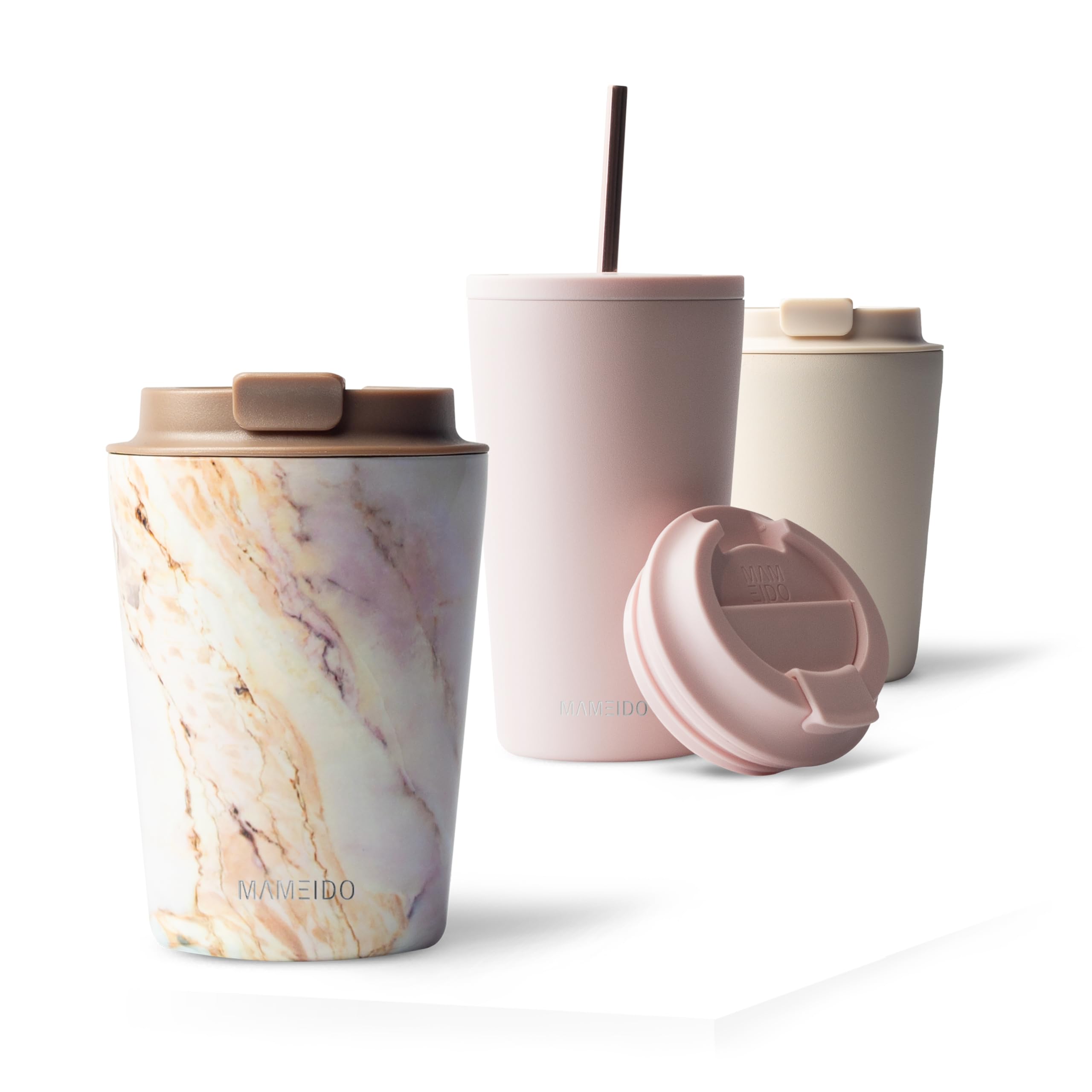 MAMEIDO Insulated Coffee Cup, Travel Mug 350 ml, Leakproof Coffee Flask BPA-Free, Tumbler for Hot & Cold Drinks (Pearl Marble) — image 1