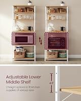 VASAGLE Kitchen Storage Rack 6 Shelves 6 Hooks 40x60x167 cm Golden Oak White view 7