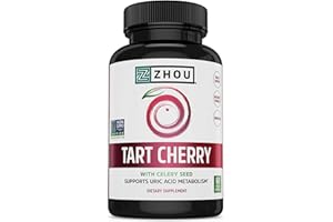 Zhou Tart Cherry Extract Plus Celery Seed - Tart Cherry Capsules for Men & Women, Muscle Recovery and Uric Acid Metabolism Support - 1000 mg Per Pill - 30 Servings, 60 Veggie Capsules (Pack of 1)