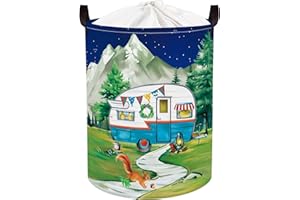 HUUMONSS Night Camping Laundry Hamper Collapsible Clothes Kids Storage Basket Large Boys Girls Gift Toy Box Bin for Bedroom Outdoor, Caravan, 63L