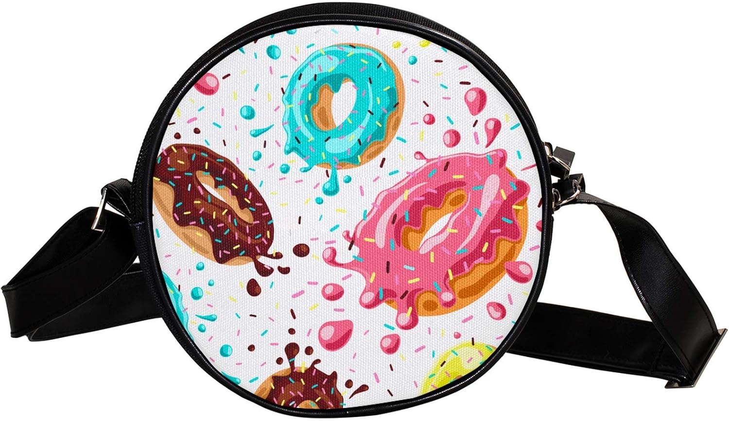 Donuts With Pink Chocolate Diagonal pouch Round Crossbody Wallet