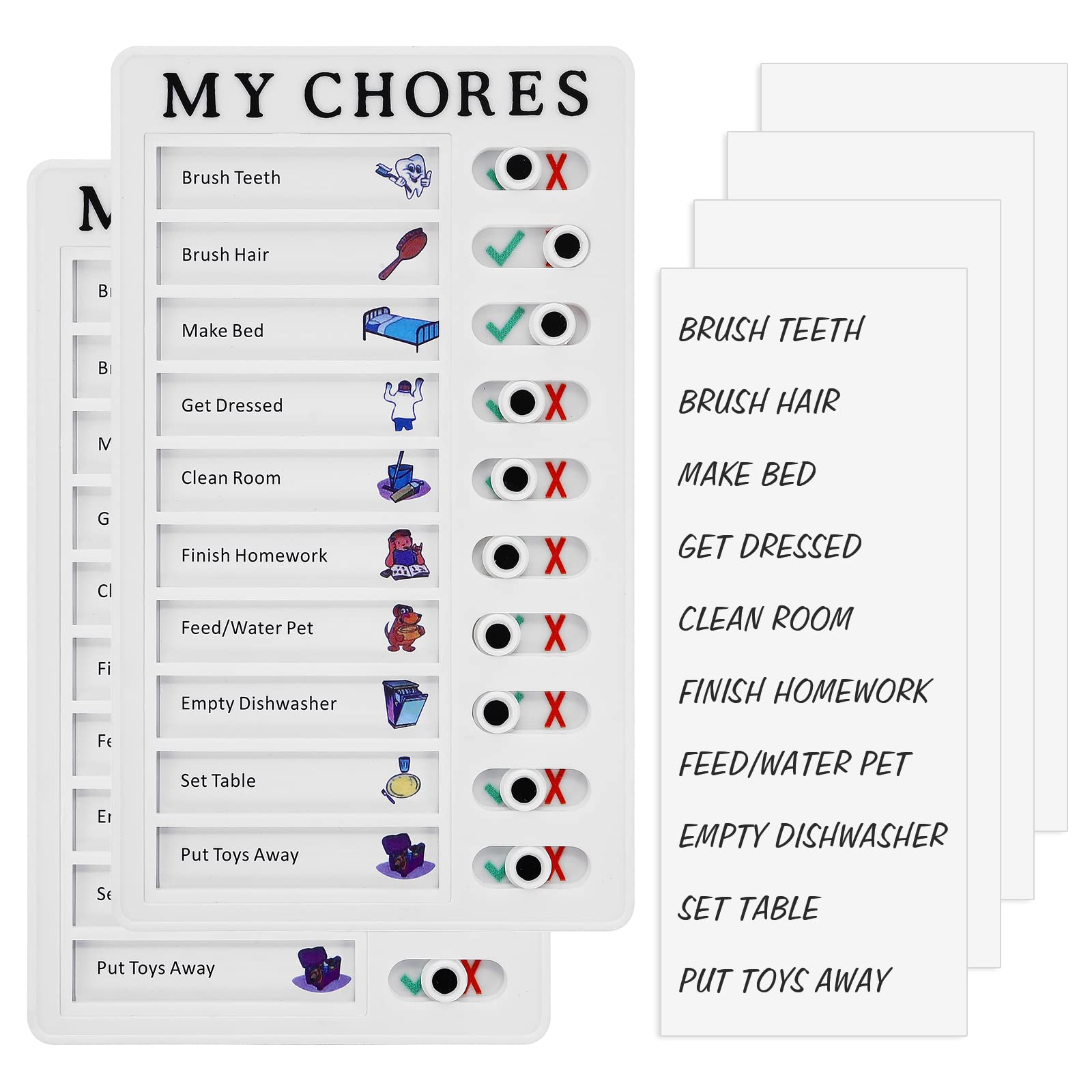 2 Pieces Portable Chore Chart Memo Boards, Chore Checklist Board 20 x 12 CM Detachable Message Board for Kids Adults, RV Checklist School Home Daily Affairs Reminder with 4 Replaceable Blank Paper