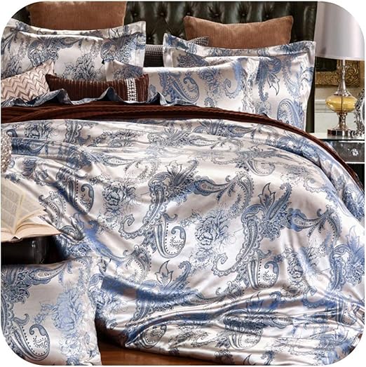 Amazon Com Jacquard Bedlinen Queen King Size Duvet Cover Set Silk