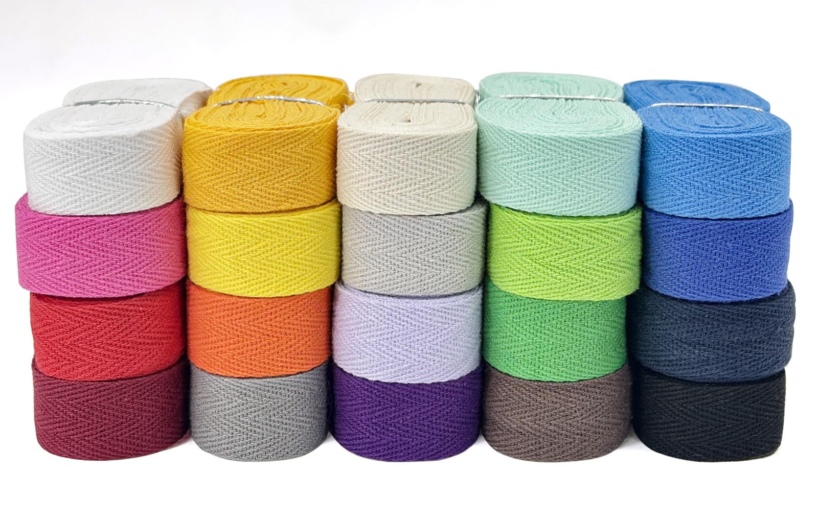 Photo 1 of ZHFMLY Cotton Twill Tape Colors - 100 Yards x5/8inch, 20 Colors Herringbone Tape Ribbon Straps for Sewing, Crafts,Ties,Labels, Decoration Overlocked Edges, DIY, Clothing,Fabric Trim