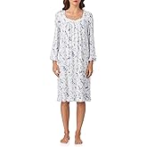 Eileen West Sleepwear & Loungewear for Women - Cotton Pointelle Knit Collection - Long Sleeve 50 Inch Nightgown with Pockets