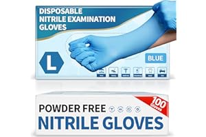 Medguy Medical Blue Nitrile Disposable Exam Gloves, 4.5 Mil 100 Pcs, Chemical Resistant Powder-Free Latex-Free Food-Safe