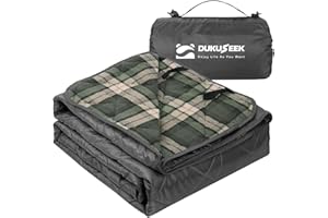 DUKUSEEK Waterproof Stadium Blanket, Hooded Outdoor Blankets Waterproof Windproof for Cold Weather, Emergency Warm Blanket with Quilted Cotton and Thick Fleece for Picnic, Camping, Outdoor Sports…