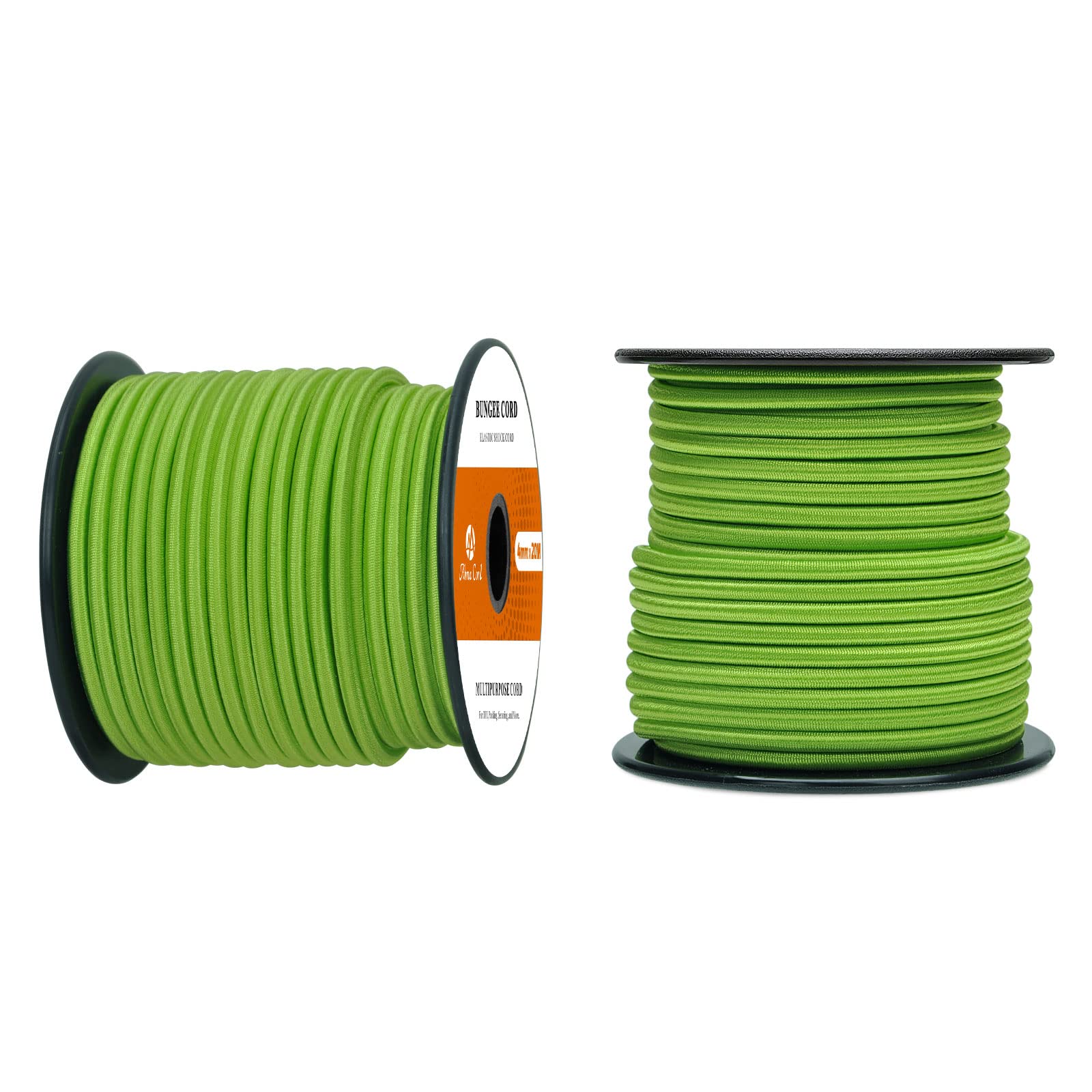 Abma Cord Bungee Cord 4mm 20M Elastic Shock Cord 100% Stretch Elastic Bungee Rope for Tarpaulin, Trailer, Backpack, Tent Pole, Kayak - Neon Green — image 1