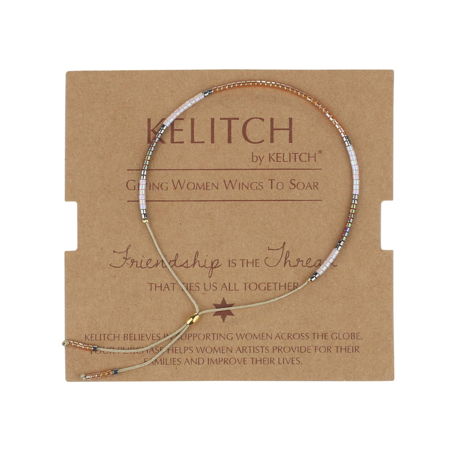 KELITCH Women Crystal Friendship Bracelets Handmade New Miyuki Beads Charm Bracelets Bangles (Orange)