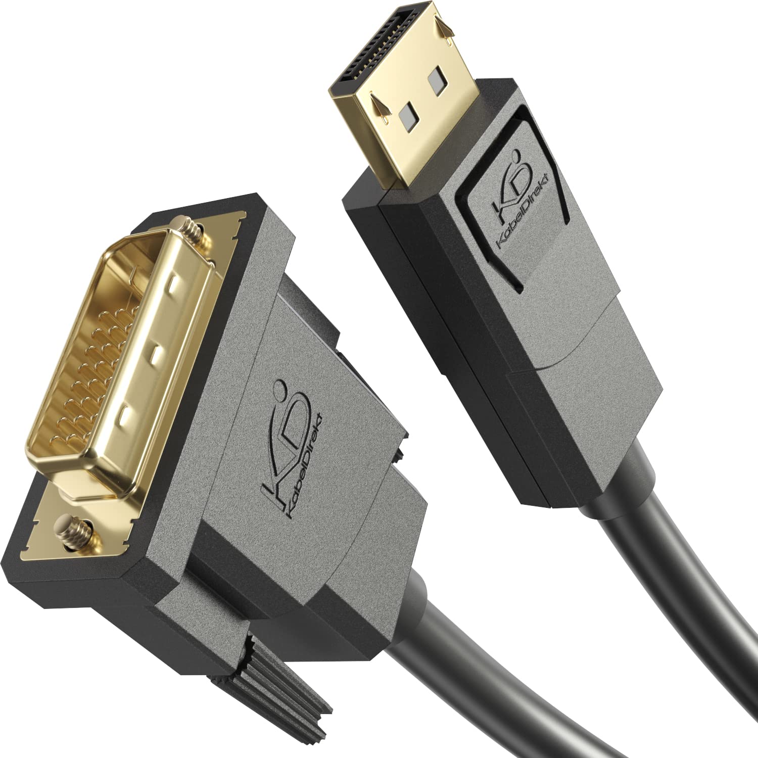 CableDirect – DisplayPort to DVI adapter cable – 2m (cable with interference-resistant shielding for DP output graphics cards to DVI input monitors, supports 1920×1200 at 60Hz – unidirectional)