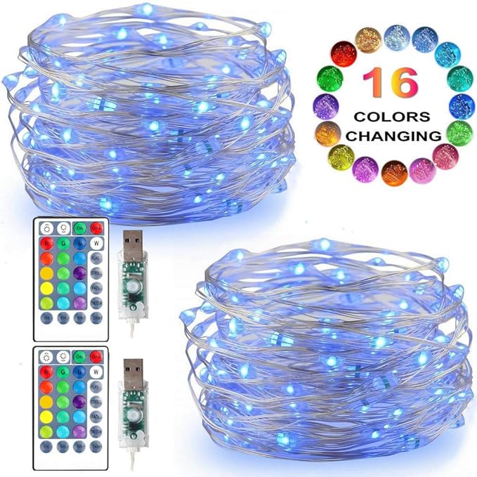 LiyuanQ LED String Lights, 2 Set Multi Color Changing