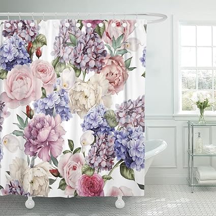 Amazon Com Emvency Shower Curtain Green Flower Floral Pattern