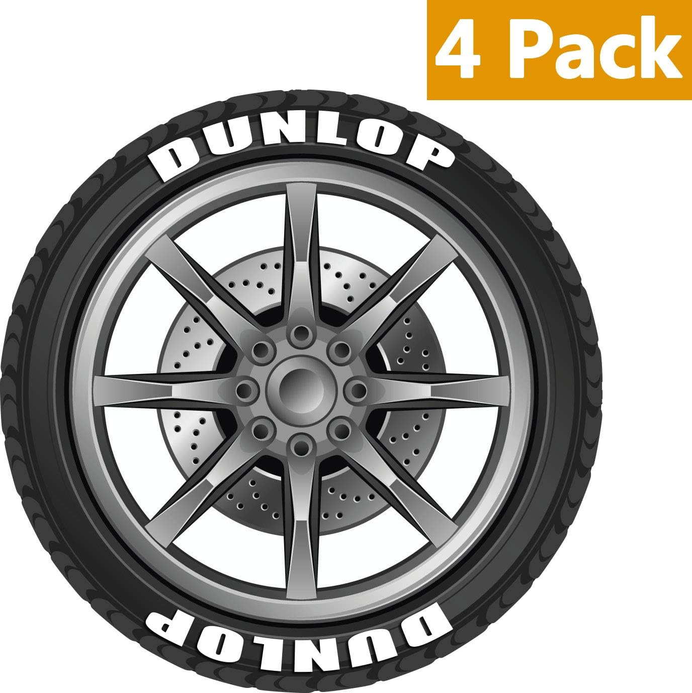 ALORR Tire Lettering for Dunlop, Tire Stickers Lettering Kit Permanent Rubber (4 Pack), DIY Rubber Tire Decals Stickers (Not Including Glue)