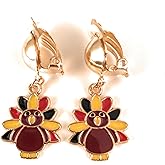 turkey Clip On earrings clips lightweight 1.5 inches long fall autumn thanksgiving turkey clip on earrings