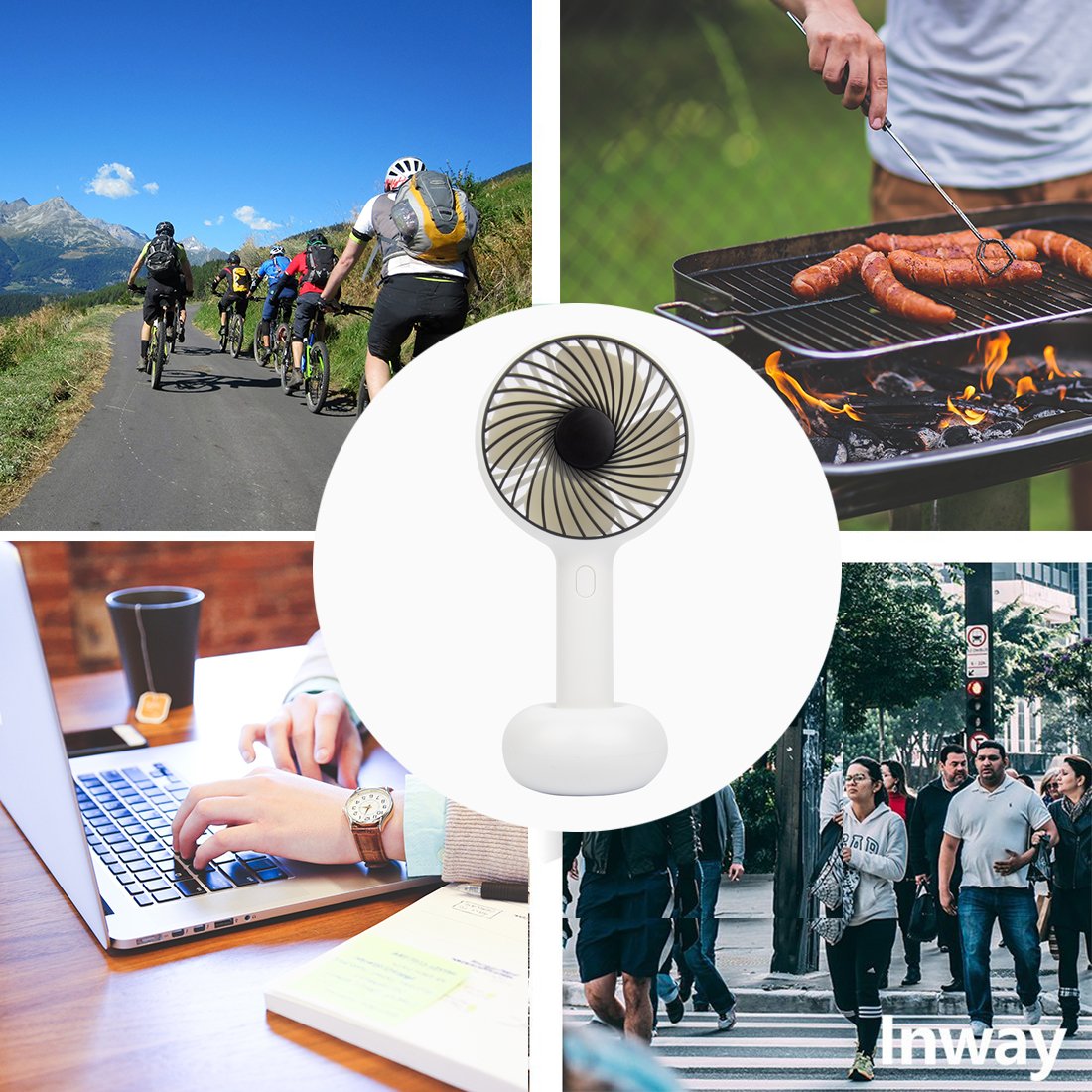 YKMY Mini Ventilador portátil de Mano con batería, Ventilador de refrigeración eléctrico, Ventilador Personal para el hogar, Oficina, Viajes al Aire Libre