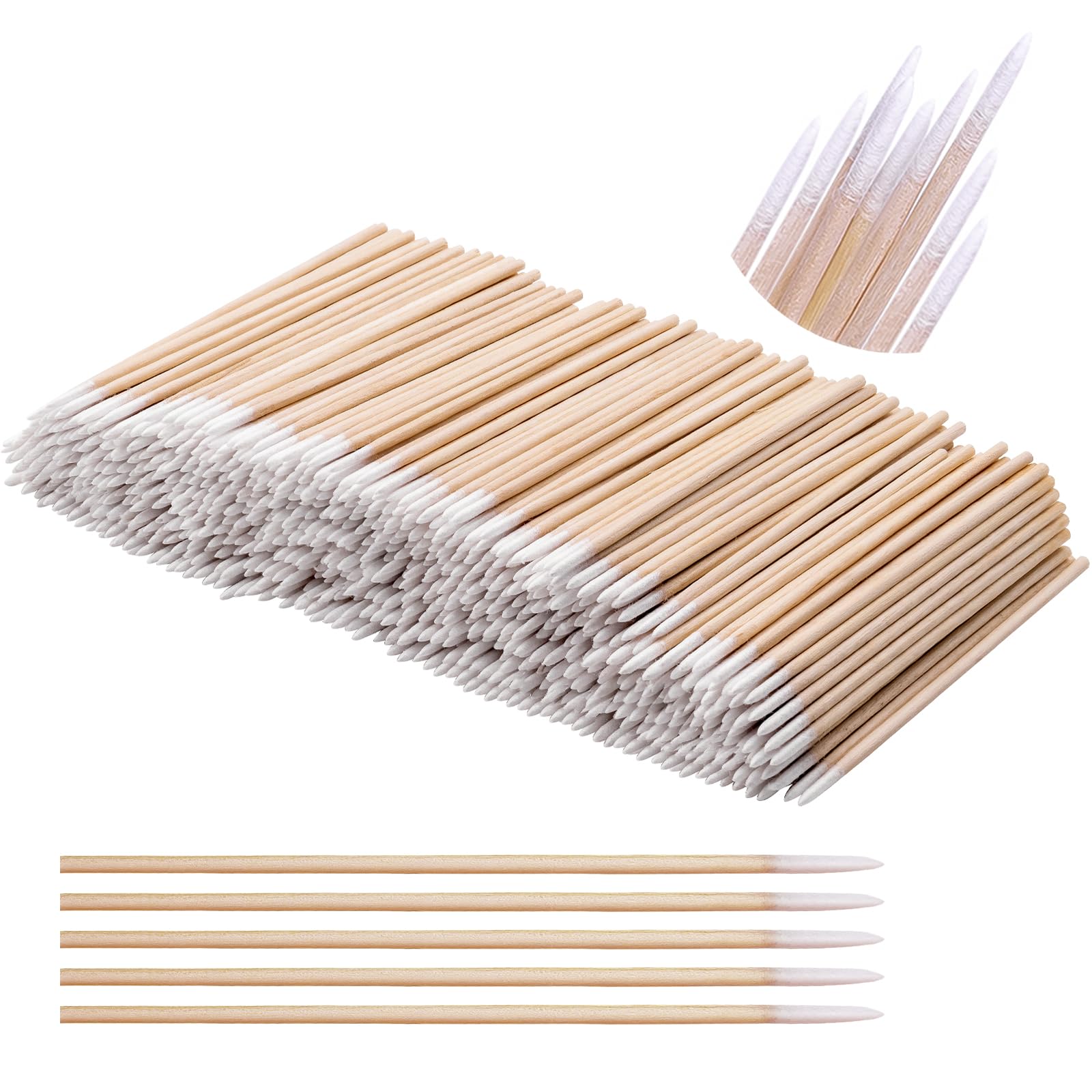 800 Pcs Microblading Cotton Swab, Pointed Tip Cotton Swabs, Precision Tip Cotton Swabs with Wooden Sticks, Cotton Tipped Applicator for Tattoo, Eyelash Extension - 10cm