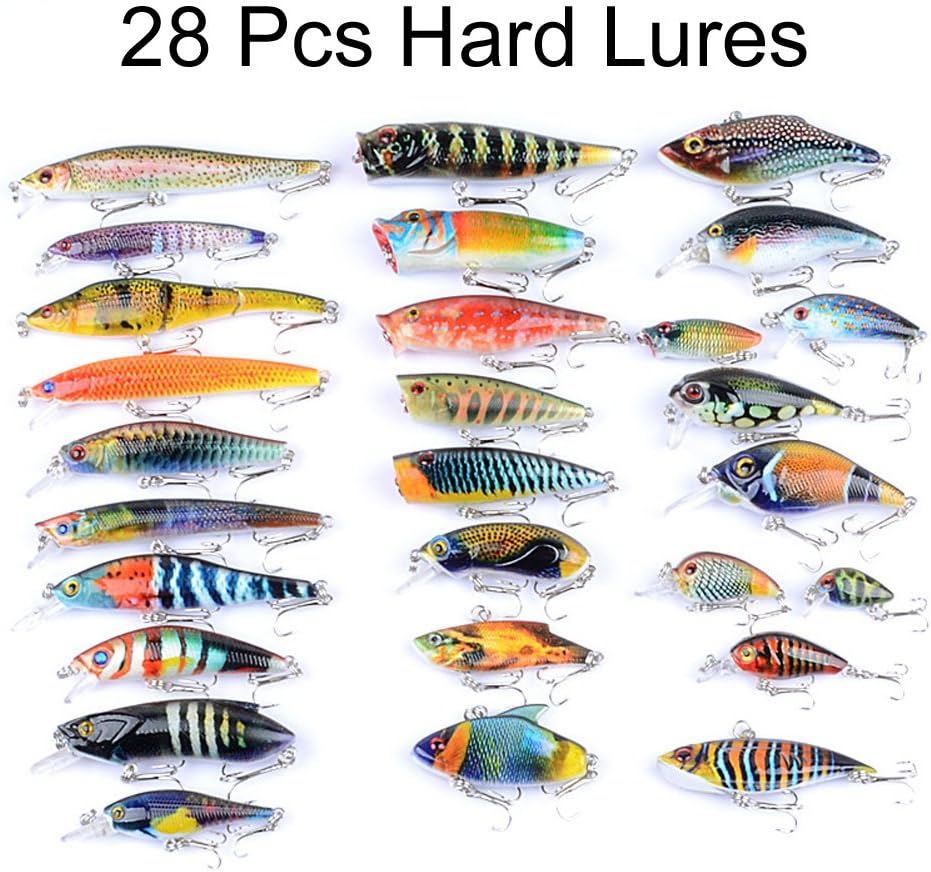 Juemenzhe Fishing Lures Kit Mixed Including Minnow CrankBait with Hooks for Saltwater Freshwater Trout Bass Salmon Fishing