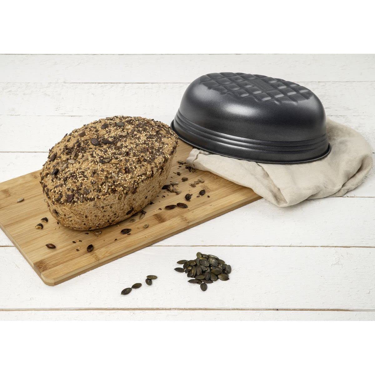 Zenker Brotform oval BLACK METALLIC, Brotbackform mit keramisch verstärkt Antihaftbeschichtung, Kuchenform aus hochwertigem Stahlblech, Backform für Brot (Farbe: Schwarz), Menge: 1 Stück 2