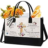 VeloKomo Christian Canvas Tote Bag - Large Bags Inspiration quote Gifts Every Day God Thinks of You Portable Zipper Handbag Bible Motivational Verse Totes for Women Personalized Supplies
