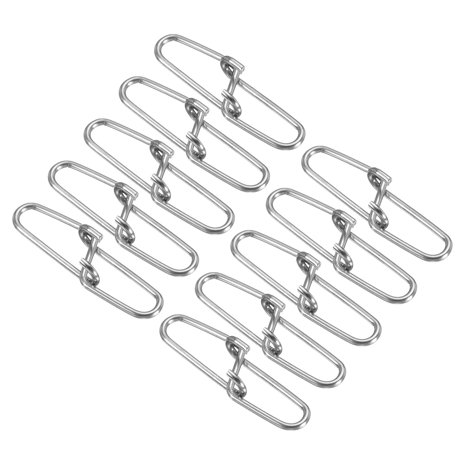 PATIKIL Duo-Lock Snaps, 100 Pack 55LBS Stainless Swivel Slid Rings Fishing Tackle Kit for Saltwater Freshwater, Silver