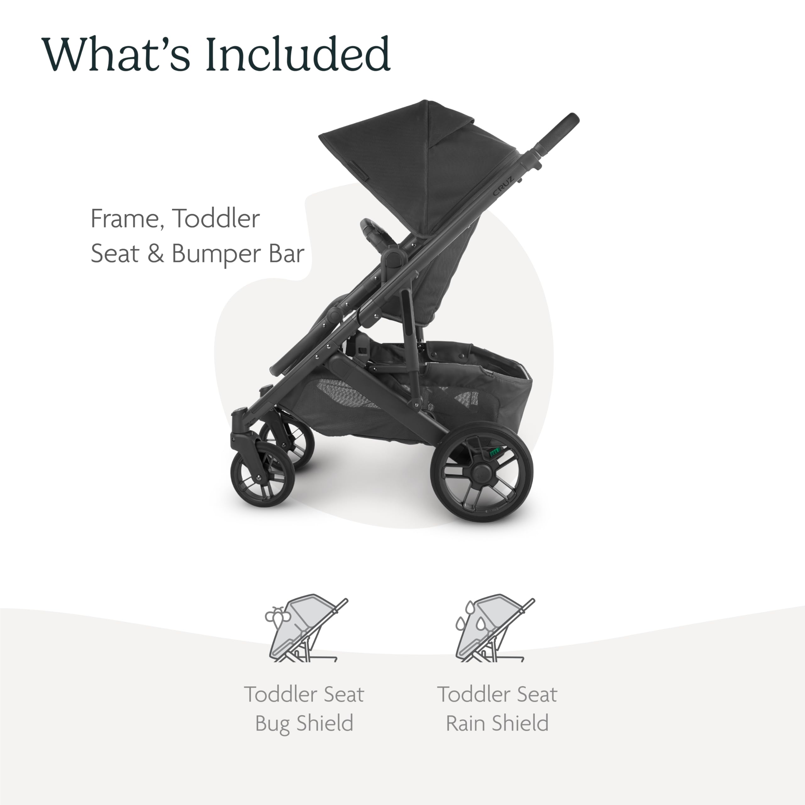 UPPAbaby Cruz V2 Stroller/Full-Featured Stroller with Travel System Capabilities/Toddler Seat, Bumper Bar, Bug Shield, Rain Shield Included/Jake (Charcoal/Carbon Frame/Black Leather)