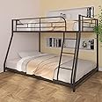 Anwick Bunk Bed,Twin Over Twin Metal Bed,Metal Bed with Ladder and Safety Rail Can be Split into 2 Bed(Black, Full)