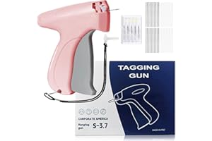 YYSTEBS Fast Sewing Gun for Clothes and Fabrics, Compact Sewing Gun for Quick Repair, tag Gun for Clothes, containing 6 Stitches, 500 Black and 500 White 5mm Mini Fasteners (pink-gray)