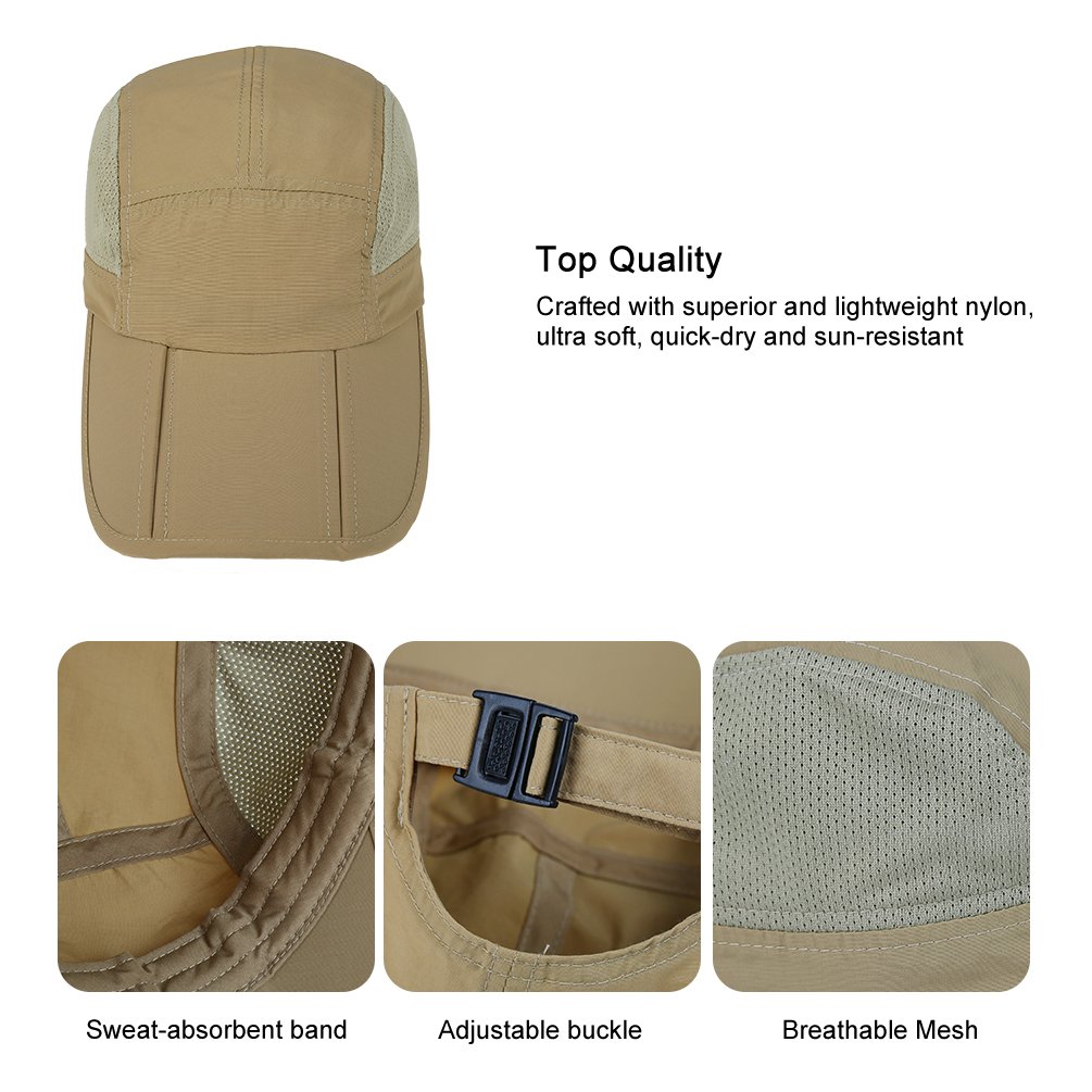 Vbiger Quick-Dry Breathable Sports Hat UPF50+ Baseball Caps Hat (B-Khaki)