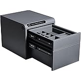 VALINIRT Jewelry Safe with Drawers,Biometric Fingerprint safe, Slide-Away Handgun Safe for Pistols, Leather Wrapped Jewelry Storage Safe, Digital Keypad & Quick-Access Drawer (Grey- 2 Drawer)