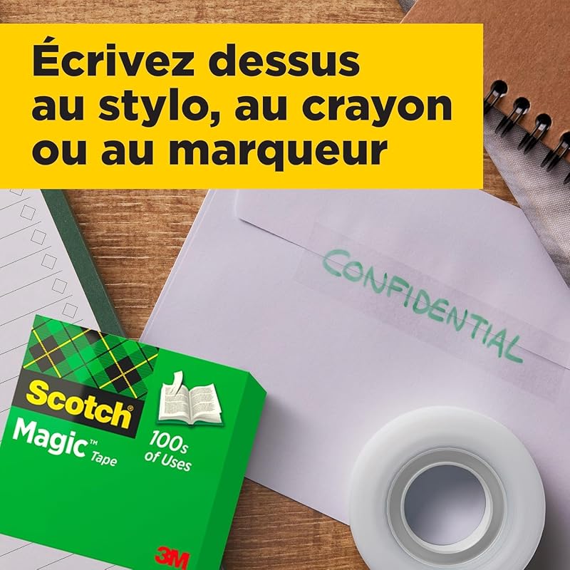 Magic Ruban Adhésif Invisible, Pack Éco, 8 Rouleaux, 19 mm x 33 m