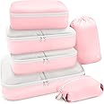 HOTOR Packing Cubes for Suitcases - 6 Pieces, Light Packing Cubes for Travel, Premium Suitcase Organizer Bags Set, Space-Saving Luggage Organizers, Travel Accessories and Essentials, Pink