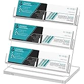 HIIMIEI Business Card Holder Desk, Acrylic Business Card Display, 3 Tier Clear Business Card Stand for Office, Exhibition, Meeting, Home, 360 Card Capacity