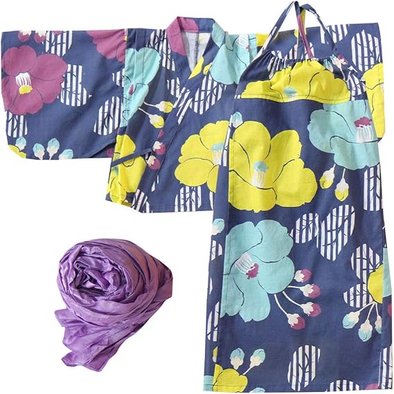 Amazon Bee キッズ 浴衣 3点セット ワンピースタイプ 簡単 上衣 帯 女の子 ゆかた 韓国子供服 着物 浴衣 通販