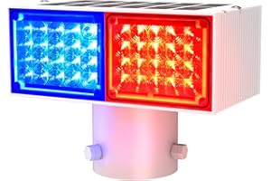 Aolyty Solar Strobe Light, Bright Red & Blue Light Flashing IP65 Waterproof Solar Warning Light Double-Sided Caution Lights 2 Modes 80 LEDs for Construction Site, Dock, Crossroad, Driveway (1)