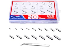 FullMayPro 200PCS Round Ended Feather Key, 8MM-30MM Woodruff Key Stock Assortment in 16 Size, Parallel Drive Shaft Keys Set Kit,Shaft Feather Key for Fastening Connection