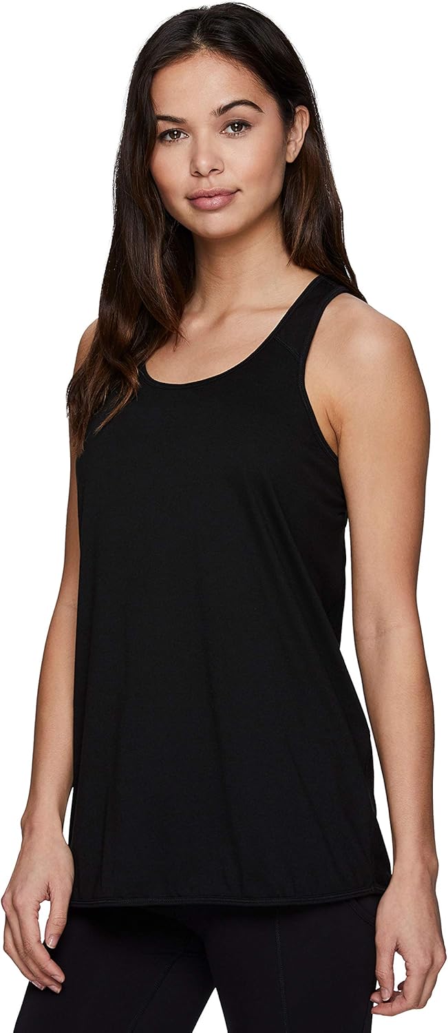 RBX Active Women's Fashion Back Detail Flowy Yoga Tank Top: Clothing
