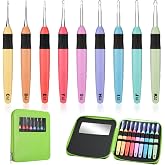 Chuangdi 9 Pcs Lighted Crochet Hooks with Case, LED Knitting,Colorful | 9 Sizes 2.5-6.5 Mm for Yarn Weights, Ergonomic Handles for Comfort, Needles with Light for Dim Lighting and Seniors Crafting