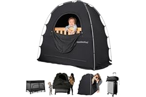 SlumberPod with Fan The Original Blackout Sleep Tent Travel Essential for Baby and Toddlers, Mini Crib and Pack n Play Cover, Sleep Pod with Monitor Pouch and Fan Pouch, Blocks 95%+ Light, Black
