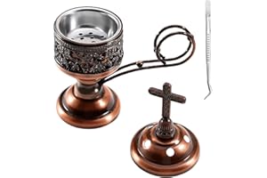 Yawlsow Incense Burner, Frankincense Charcoal Incense Stand, Bakhoor Incense Burner Holder, Ideal for Aromatherapy, Yoga and Spa, Home and Christian Church Censer, (Red Copper)