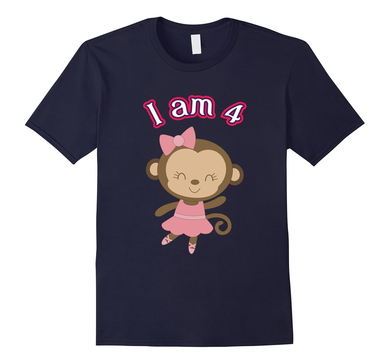 Monkey Ballerina Dance Tutu Girls 4th Birthday Party TShirt-ANZ