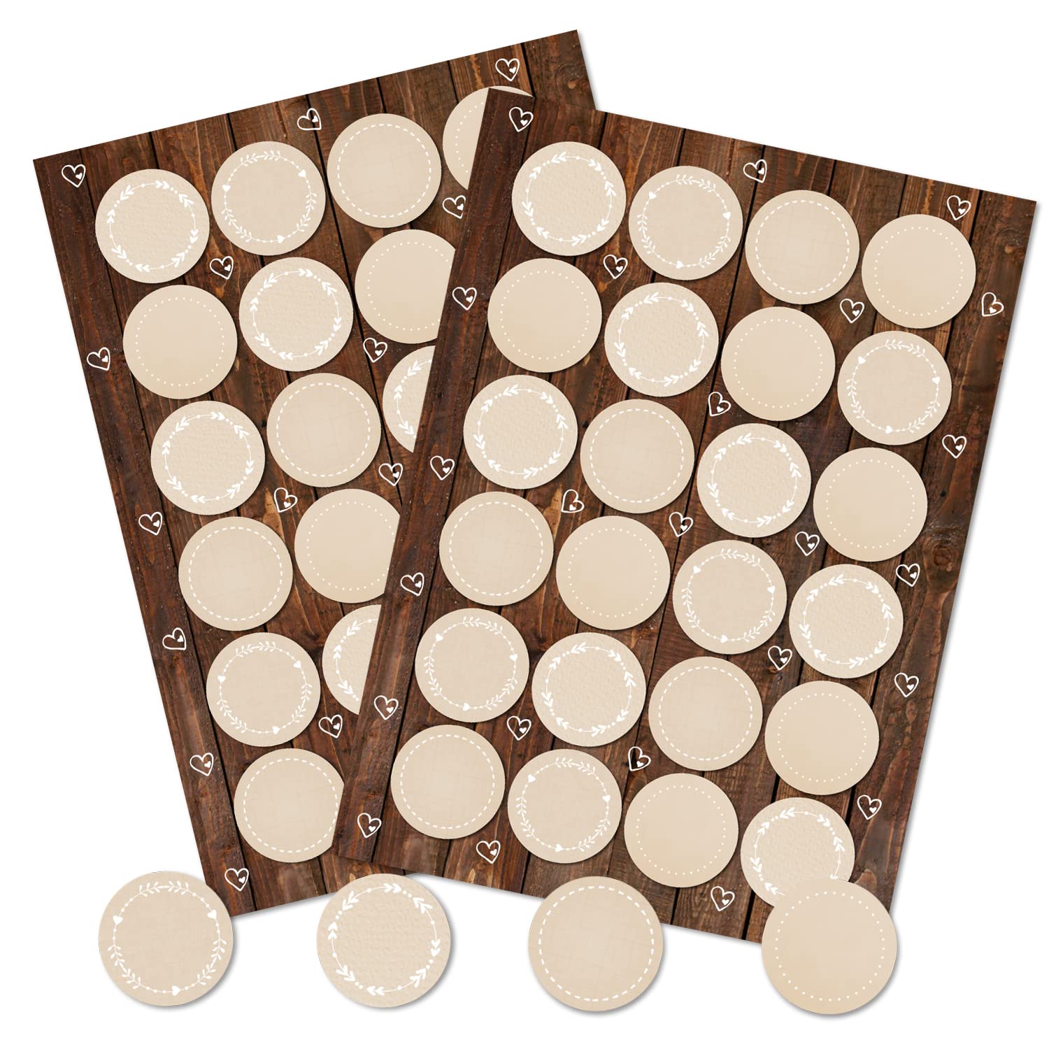 Logbuch-Verlag 48 Beige Natural Stickers Empty Blank for Labelling Labels Neutral Round 4 cm Christmas Stickers
