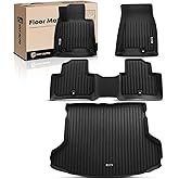 YHTAUTO Floor Mats & Cargo Mat Compatible with Genesis GV70 2022-2026 (Sport Utility), TPE Floor Liners All-Weather Protection Custom Fit, 1st & 2nd Row & Trunk Mat, Set of 4 Black