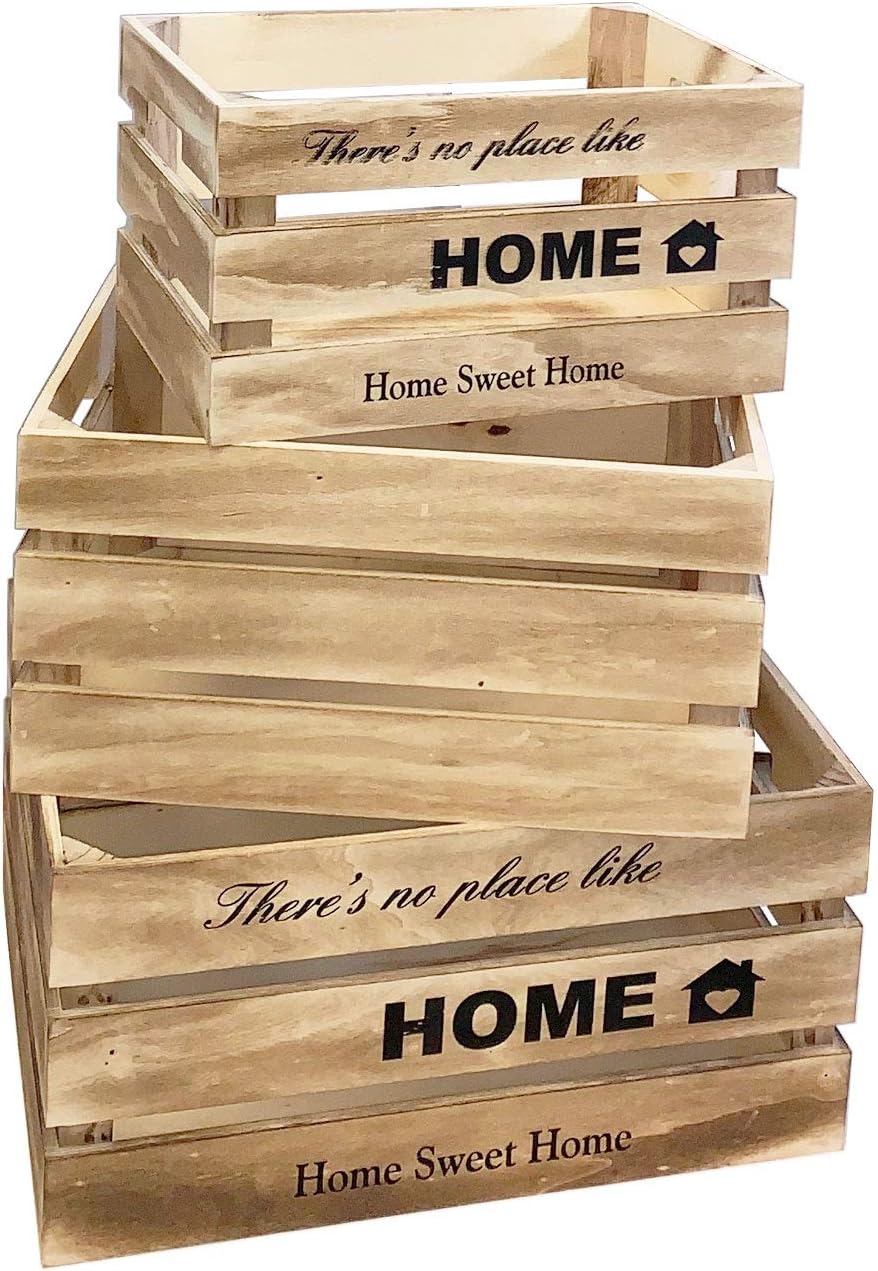 Gerimport Conjunto de 3 Cajas de Madera con Frase Home Sweet Home: Amazon.es: Hogar