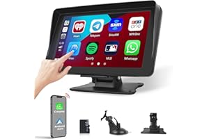 Hikity 7 Inch Apple Carplay Wireless Portable Car Touch Screen for Car, Wireless Android Auto Car Stereo with Bluetooth Airplay AUX Cable & 64G TF