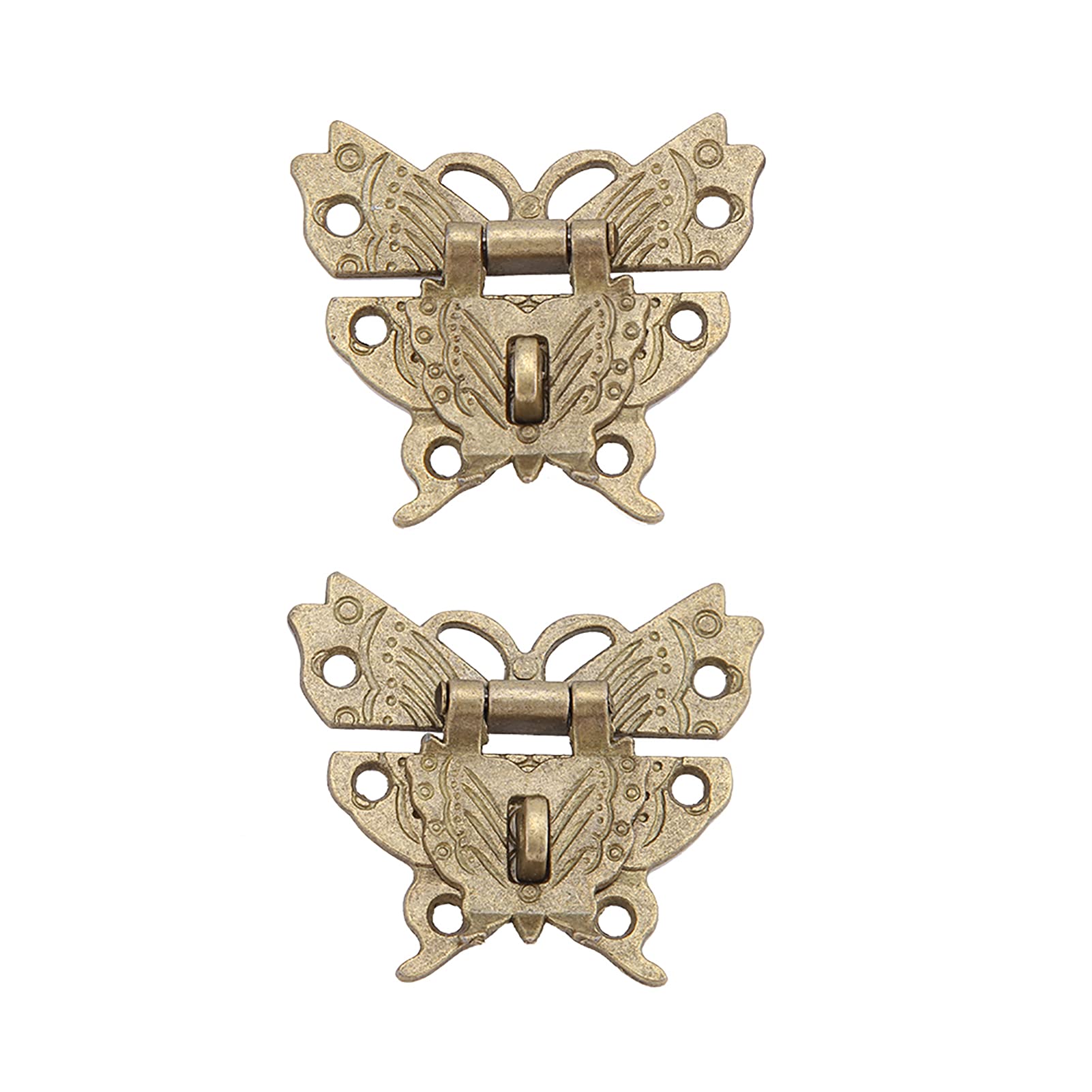 2 Sets Butterfly Cabinet Box Lock Latches £¬Small Vintage Wooden Jewelry Boxes Cabinet Latch Hasp with The Srews for Decoration Hand Crafts Furniture Fittings Bronze Color