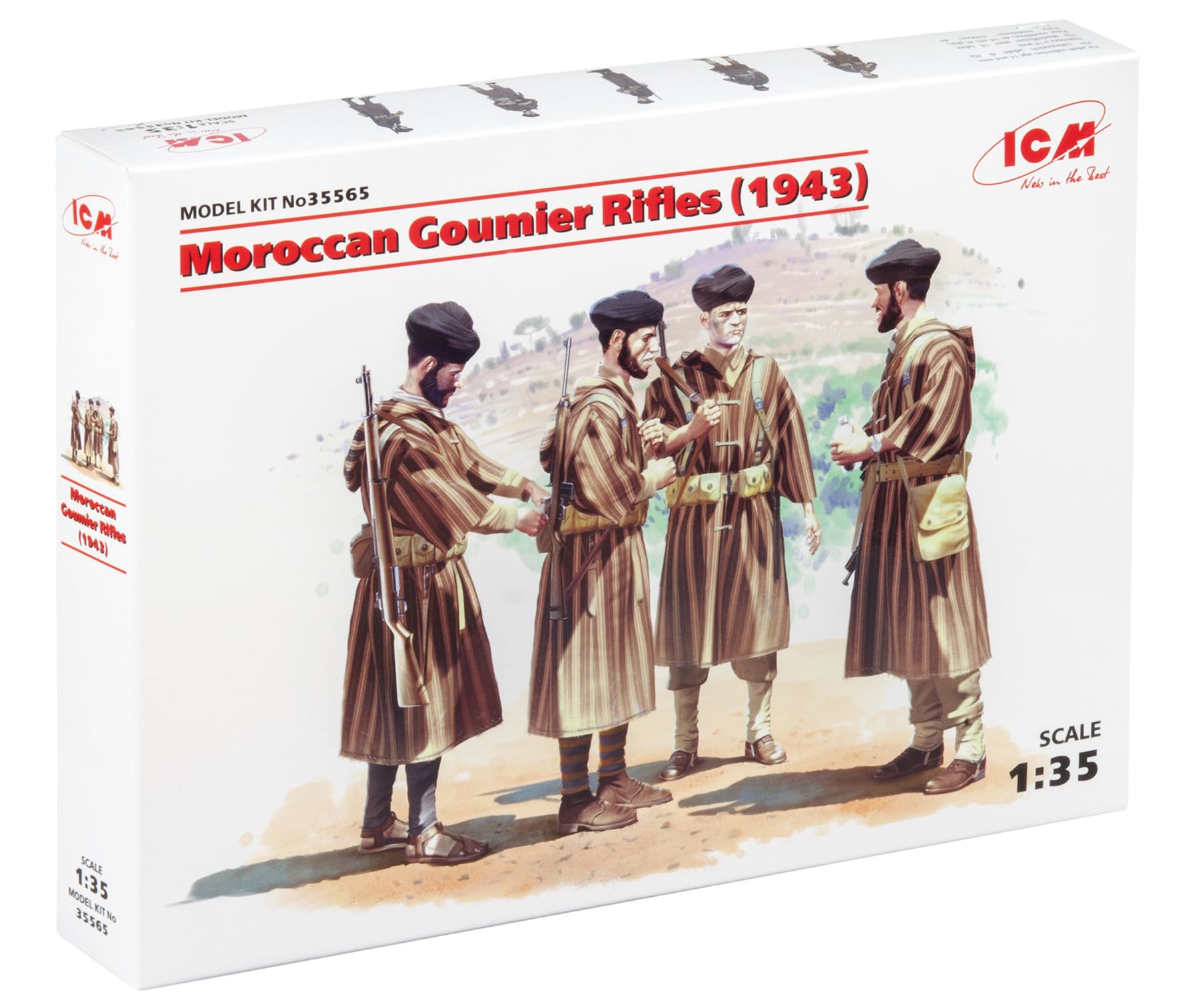 ICM ICM35565 1:35-Moroccan Goumier Rifles (1942) 4 Figs,black
