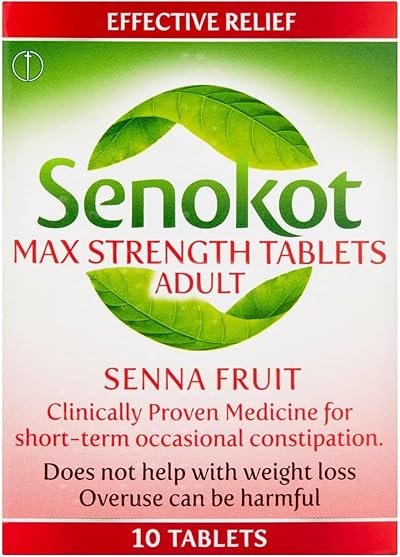 Senokot Max Strength Tablets Senna Laxative 10 Count