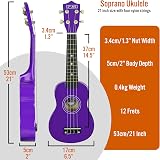 3rd Avenue Soprano Ukulele 21 Inch Beginner Pack Purple – Bag Stand Strings view 2