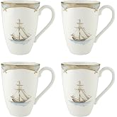 Lenox British Colonial Tradewind Porcelain Mug Set for 4 | dishwasher safe, microwave safe | coffee mug gift for coffee lovers | 4.75 inch, 14oz, gift for women